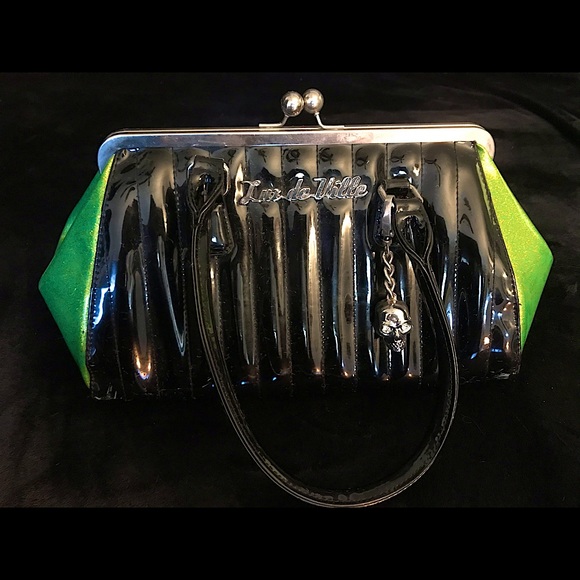 Lux de Ville Handbags - Lux De Ville Black and Green Glitter Purse